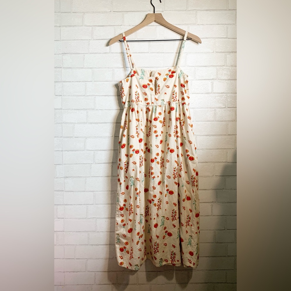 Mata Traders Sofia Midi Botanical Dawn Floral Strapless Dress w Pockets - Picture 7 of 9